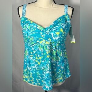 NWT Beach House Tankini Top Swimsuit, 18W, Floral